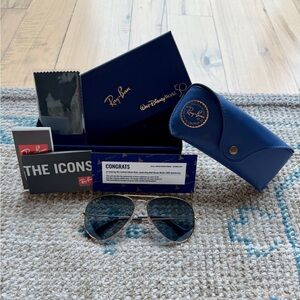 Ray-Ban Aviator Limited Edition WDW50 Sunglasses with Blue Lens and Gold Accents